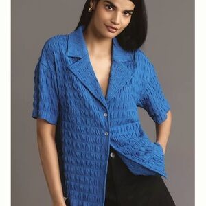 NWT- Vibrant Blue Textured Button-Up Shirt